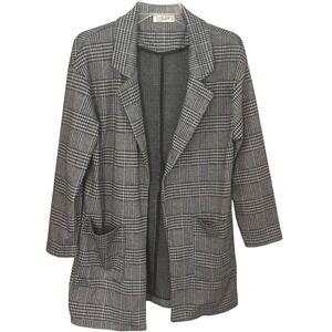 C'isa Womens Plaid‎ Blazer Jacket  Black Gray white Medium Career Office Casual